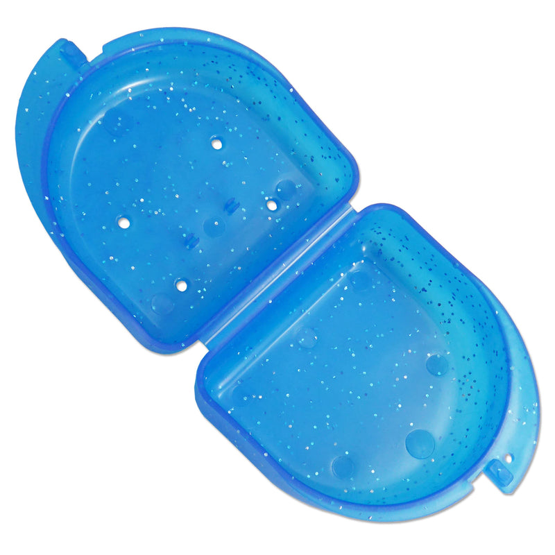 Glitter Gum Shield Case - Mouthguard Box for Ortho Retainers, Sports Dental Appliances, Dentures & More Glitter Blue