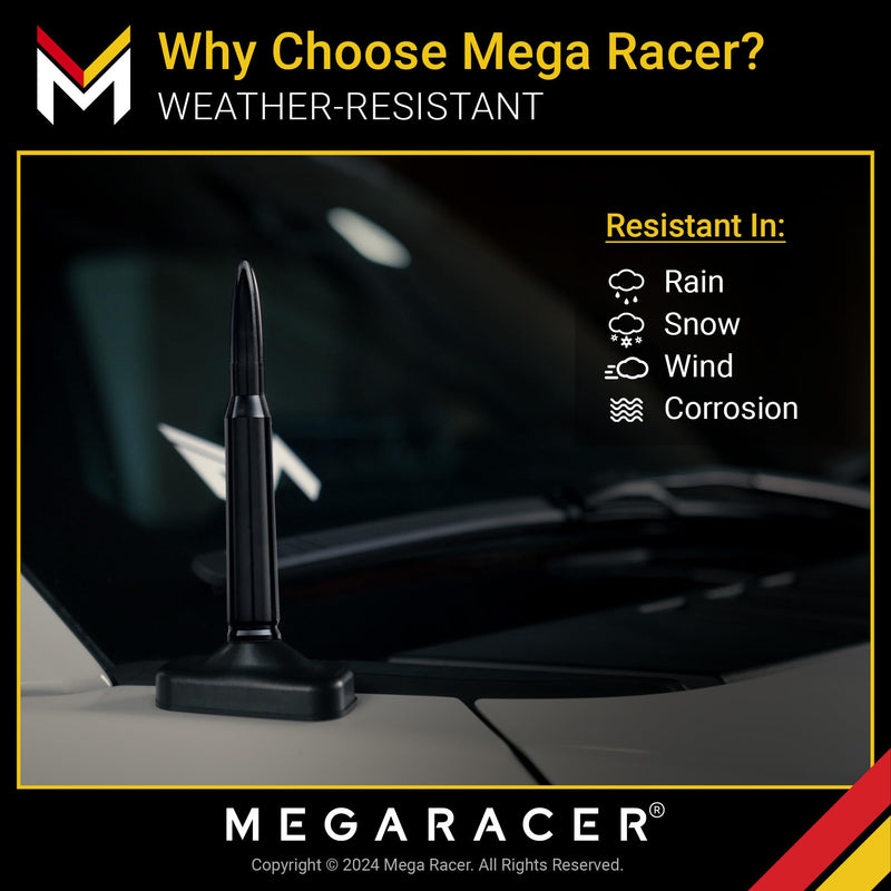 Universal 50 Cal Bullet Antenna Car SUV Truck: Ford F150 Chevy Silverado Dodge Ram GMC Sierra 1500 Jeep Wrangler Tundra, Antena para Carro, Short Antenna Topper Replacement Accessories, 5.5 Inch Black