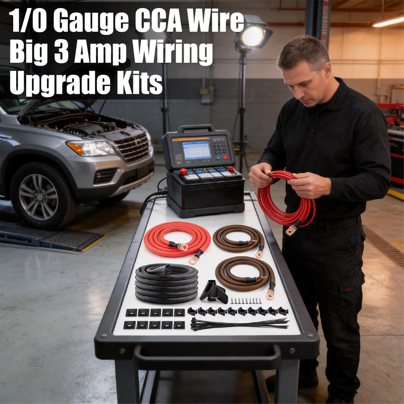 0 Gauge Big 3 Upgrade Kit,CCA Power Cable for Car Audio | 0 AWG CCA Cable with 4.3M PET Sleeve & Terminals,Fixes Voltage Drops,Stops Headlight Dimming & Boosts Amp Performance