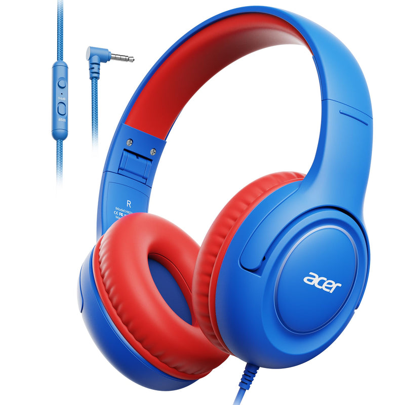 [Purple Green+Blue Red] Kids Headphones Wired for School - Over-Ear 85/94dB Volume Limiter, 3.5mm Jack Foldable Stereo Sound Headset for Toddlers Girls Boys Travel Learning Entertainment Tablet Kind