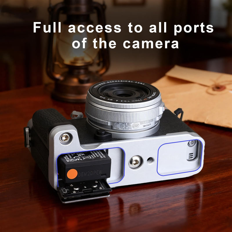 [AUSTRALIA] - Haoge Handle HandGrip for Fujifilm X-E5 Camera Body L-Shape Grip Bracket HG-FUXE5N-S Silver with Arca-Swiss Standard Plate Silver-Plate 
