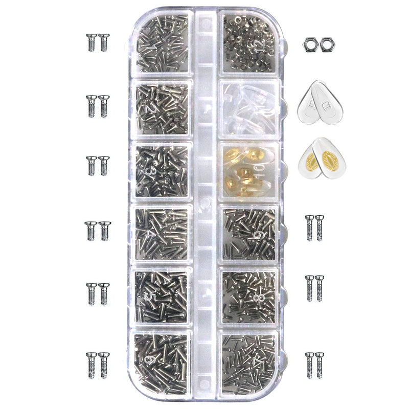 Eyeglass Repair Kit with Glasses Screws - Contains Precision Screwdriver kit and Nose Pads, Cleaning Cloth, Tweezers, Complete Glasses Repair Kit Plus