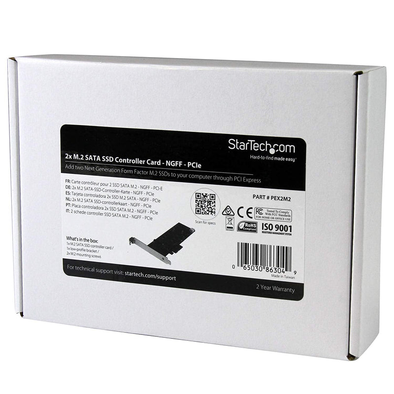 StarTech.com 2x M.2 SATA SSD Controller Card - PCIe - PCI Express M.2 SATA III Controller - NGFF Card Adapter (PEX2M2), Red