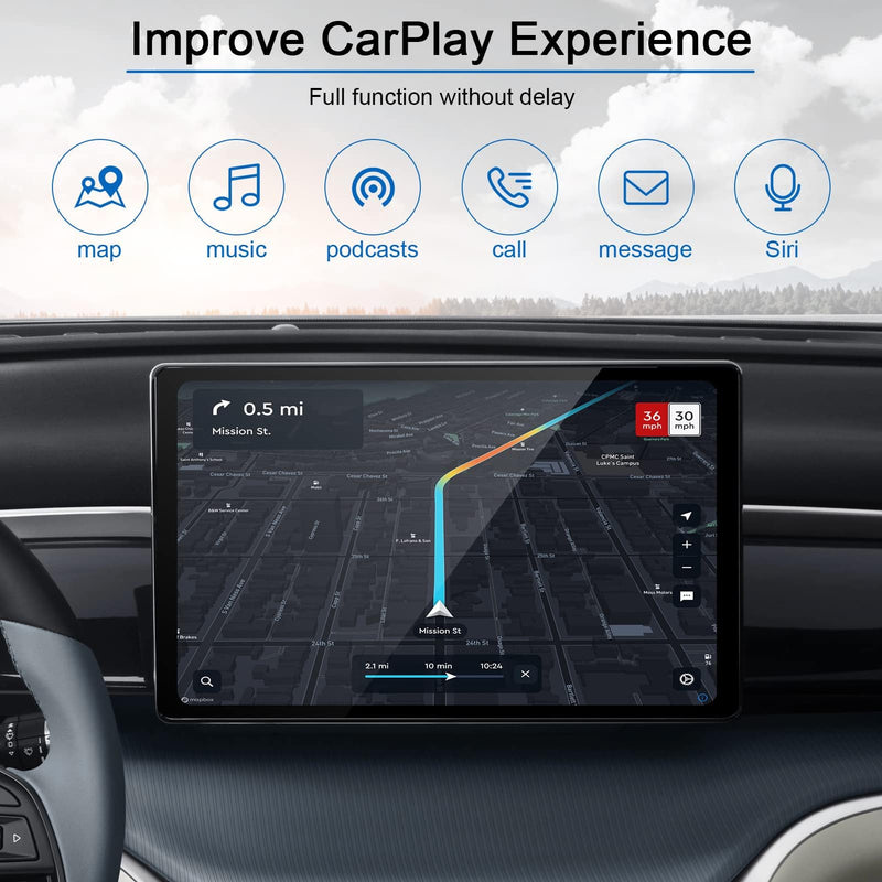 Wireless CarPlay Adapter for Apple Devices, Converts Wired to Wireless Carplay Dongle Wireless Control for iPhone iOS 10+ for Cars 2015+ Black Square