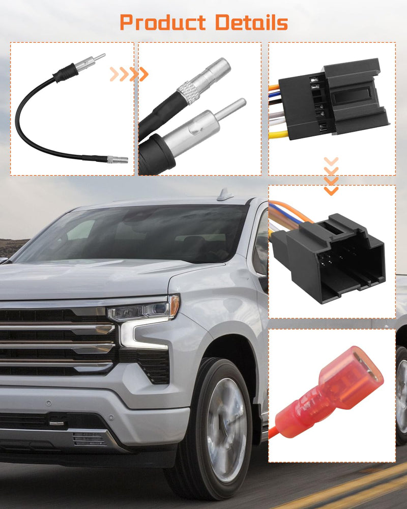 Radio Wire Harness Plug with Antenna Adapter Fit for GMC/Chevrolet/Buick/Pontiac/Cadillac/Hummer H2, ASC Audio Car Stereo Installation Wire Harness