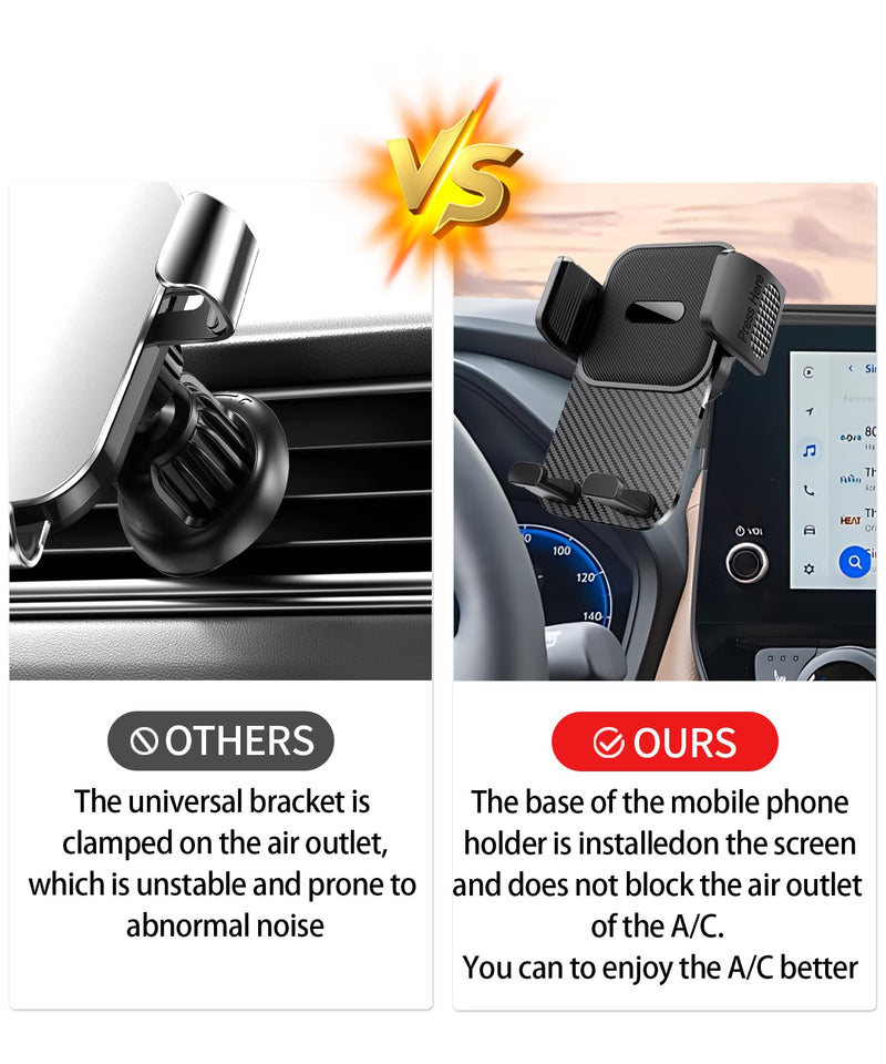 Car Phone Holder for 2024-2025 Toyota Grand Highlander/Grand Highlander Hybrid Accessories 12.3 Inch Screen Fixed Clip Adjustable 360 Degree Rotation Cell Phone Mount Hands Free Clamp Cradle