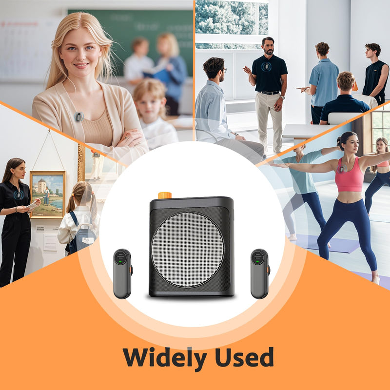 [AUSTRALIA] - Voice Amplifier Wireless Microphone with Magnetic Lavalier, Bluetooth Voice Amplifier for Teachers with 2 Mic, Rechargeable Portable Microphone Speaker for Classroom, Yoga, Meetings, Speeches 