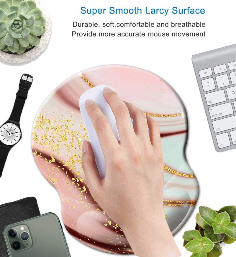 Mouse Pad with Wrist Support, Non Slip Mousepad Wrist Rest for Office, Computer, Laptop & Mac- Durable & Comfortable & Lightweight Ergonomic Support Mouse Mat (Pretty Marble-Wrist-5) Pretty Marble-Wrist-5