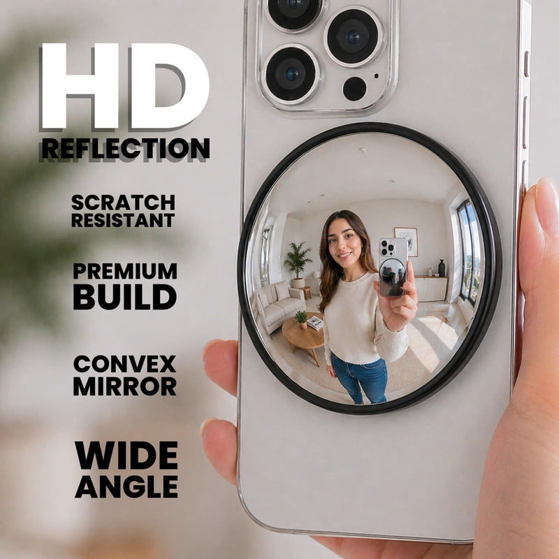 Magnetic Selfie Mirror for Phone, Rear Camera Selfie Mirror, Magnetic Phone Camera Mirror for Content Creation, Vlogging, Live Streaming, Video Recording, Compatible with Most Smartphones