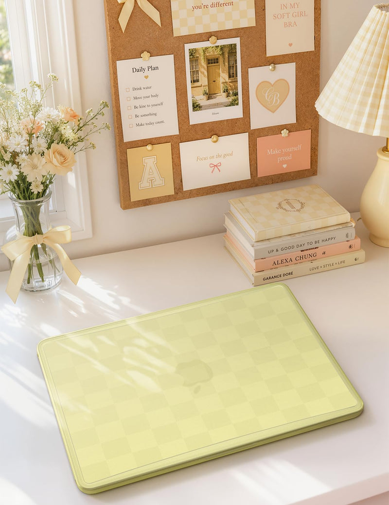 iCasso for MacBook Neo 13 Inch Case 2026 A3404 Citrus Yellow | MacBook Neo 13 Inch Subtle Checkerboard Case, A18 Pro Chip, Keyboard Cover Screen Film