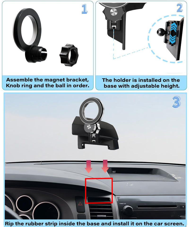 Car Phone Holder for Toyota Tundra 2007-2013 /Sequoia 2008-2017 Accessories Compatible with MagSafe Hands-Free 360° Rotation Adjustable Cell Phone Mount Does Not Affect Air Vent