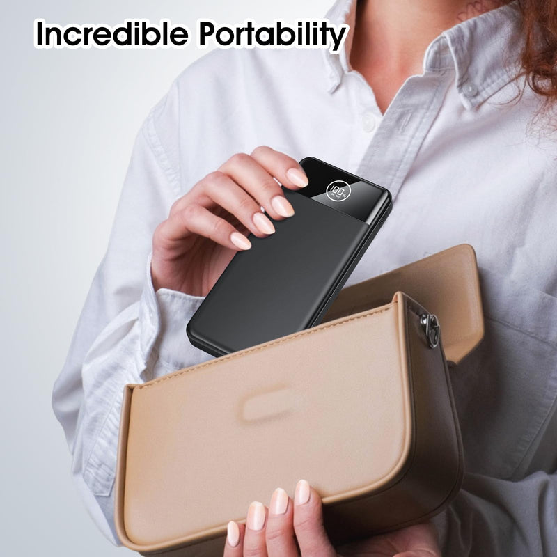 Portable Charger, 33800mAh Power Bank, 22.5W Fast Charging Battery Pack with USB C/USB A Output, Digital Display Portable Phone Charger for iPhone 15/14/13 Pro Samsung Google Android Cell Phone etc Black
