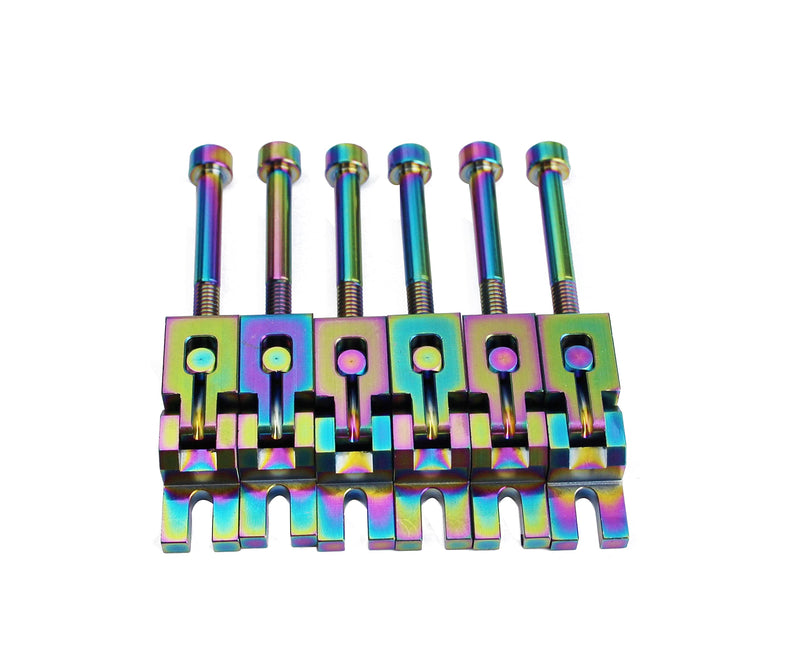 Guyker 6 Strings Guitar Bridge Saddles - Steel Saddles Genuine Replacement Compatible with Floyd Rose FR Tremolo System - Chameleon rainbow