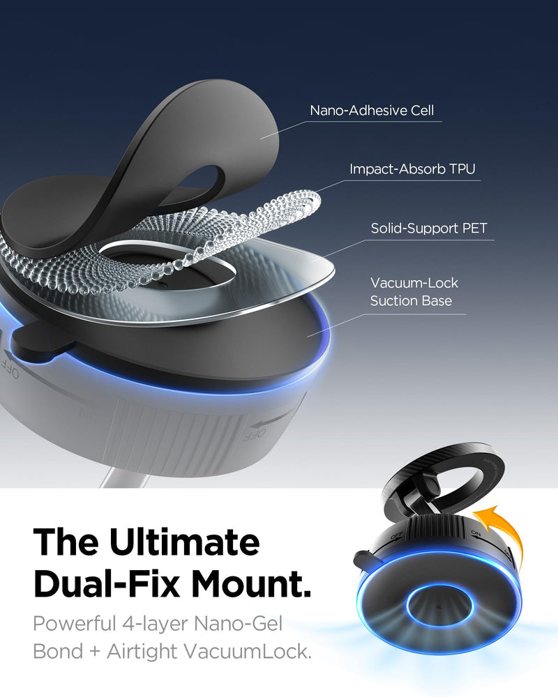 Spigen VacuumLock Magnetic Dashboard Magsafe Car Mount 360° Rotation | 360° Rotation, Strong Magnetic Hold Compatible with iPhones, Galaxy with Magnetic Cases, Pixels with Pixelsnap Ribbed