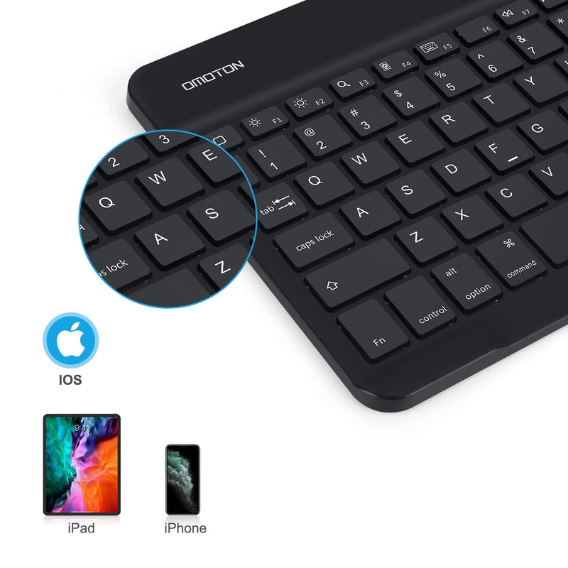 Bluetooth Keyboard, OMOTON Wireless Rechargeable Keyboard for iPad, iPad Pro, iPad Mini, iPad Air with Illuminated LED (Black) Black