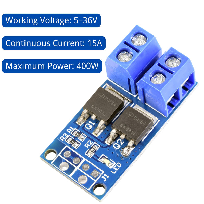 LAOMAO Transistor Mosfet Module 5V-36V 400W PWM Dual High Performance Driver Module MOSFET Switch Drive Compatible with Arduino (Pack of 20)
