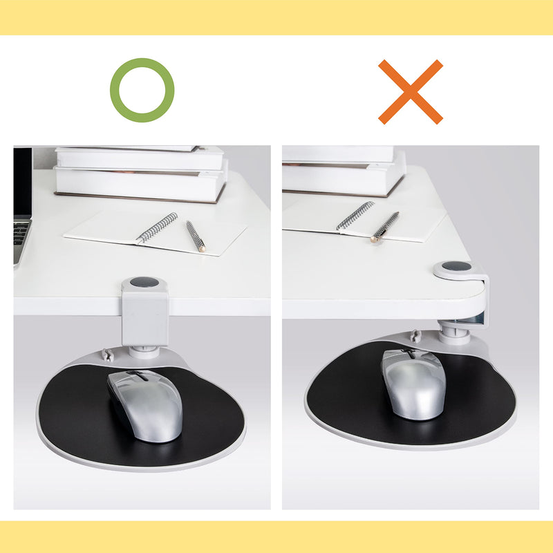EHO Under-Desk Mouse Platform/Clip on Mouse Pad Rotating 360 Degree, Ergonomic Mouse Tray Attachment, Office Mouse Pad, Slide Out Mouse Tray (Black), Suitable for 1.5" (3.81 cm) Thickness Desk Black