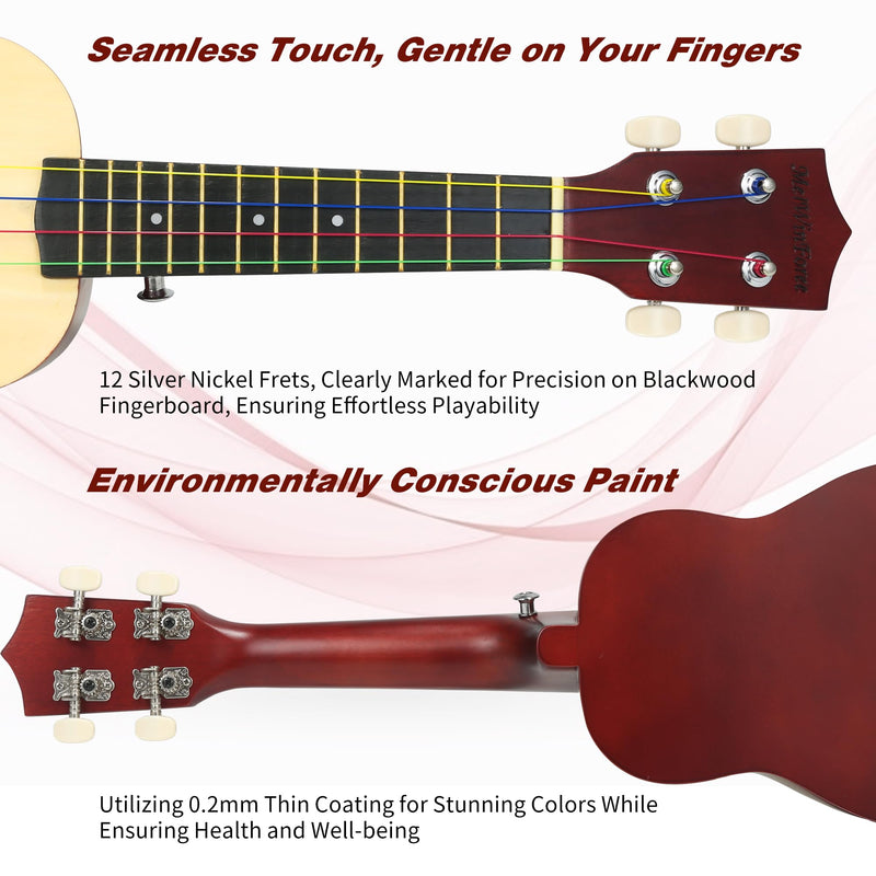 WelWinforee Soprano Ukulele 21 - Beginner Kit for Kids, Complete with Gig Bag, Strap, Tuner, Strings, Picks, Cloth - Ideal for Concerts, Left-Handed Players - Perfect Beginner Ukulele