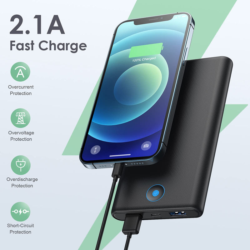 Portable Charger, 2-Pack 20000mAh Power Bank Ultra Slim Fast Charging External Battery Pack with Dual USB Outputs Compatible with iPhone 16/16 Pro/15 /14/13/12/X, Samsung S24/S23, Android Phone etc Black+Black