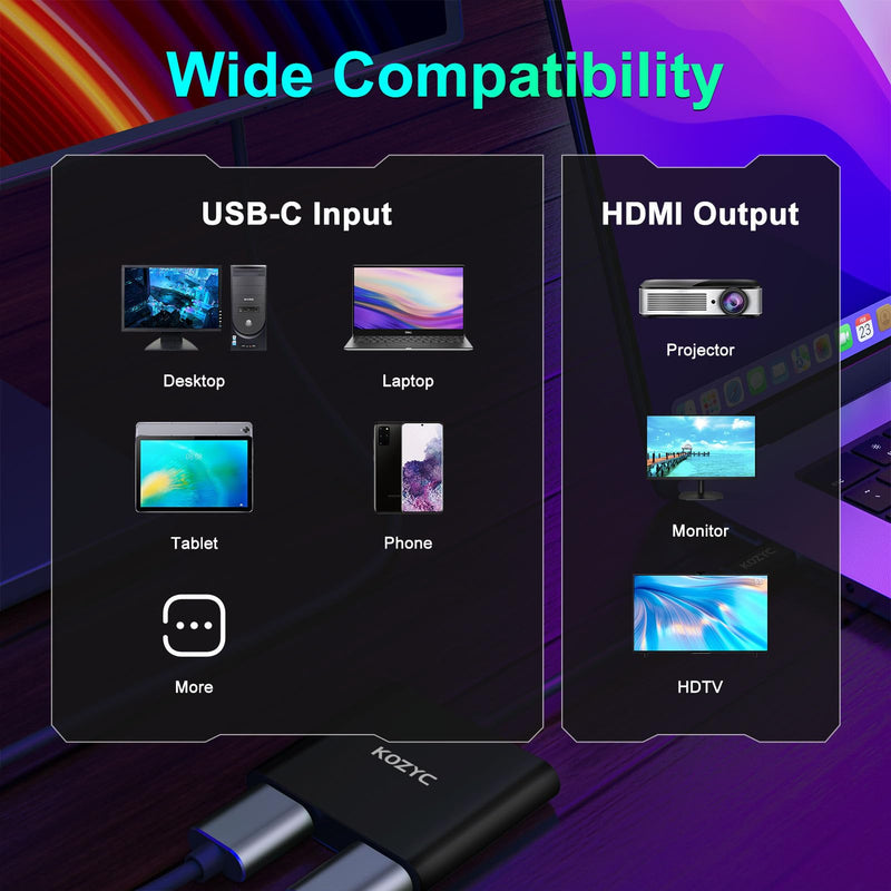 [AUSTRALIA] - USB C to Dual HDMI Adapter 4K@60hz, Type C to HDMI Splitter Extended Display for MacBook/MacBook Pro Air Dell XPS13/15, Samsung Galaxy S9/S9+ [MST Mode (Extended displays) Only for Win OS], Black 2-IN-1 USB-C Hub Dual HDMI Black 