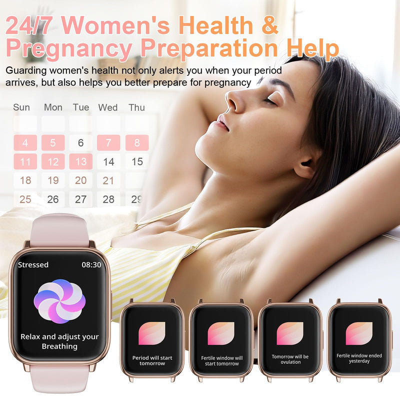 Smart Watches for Women Answer/Make Calls, 1.83" Fitness Tracker Watch with Heart Rate Monitor, 113+ Sport Modes, Pedometer, Sleep Monitor, IP68 Waterproof, Smartwatch for Android/iOS (Rose Gold) Rose Gold