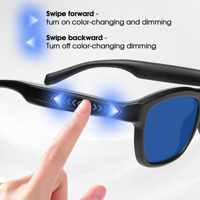 AI Smart Bluetooth 5.4 Glasses for Men Women,140+Languages (Black Blue) | Real-Time Two-Way Translate,UV Protection&Anti-Glare,Touch Control,for Sports,Travel,Driving,Business Black Frame Blue Lens