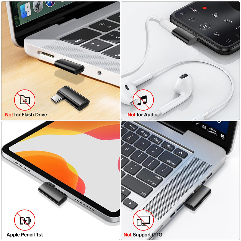 [AUSTRALIA] - xiwxi 2Pack 90 Degree Lightning to USB C Charger Converter for iPhone 15/15Pro/15 Pro Max Plus,Samsung S24 S23,iPad Air,27W PD Fast Charging&Data Transfer,Type C Devices,Not Audio/OTG/PS/2 Cables Black 