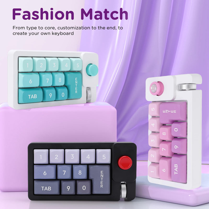 Tangxi USB C Wired Mechanical Number Pad, 12 Keys Hot Swappable Numpad with RGB LED Backlit, Metal Roller & Rocker Design, Game Macro Programmable Buttons (Green) Green
