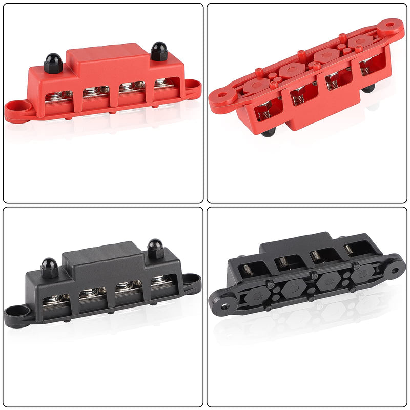 CPROSP 2-Piece Collecting Rail with Lid 250 A, Power Distribution Rail with 4 x M8 Bolt Connection, Battery Connection Block 5/16 Inches, BusBar Box for Car, RV, Boat, Yacht 250A--4*M8