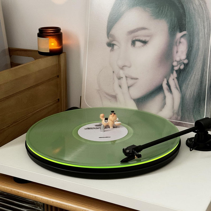 [AUSTRALIA] - Turntable Mat Record Platter Slipmat: Greenlit Acrylic Record Player Platter Vinyl Slip Mats for Turntables Antistatic Tighter & Defined Bass, Green B - Green Slipmat 