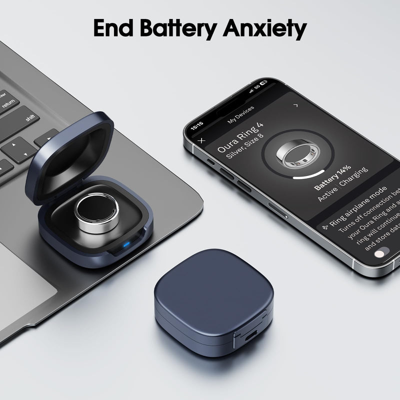 Charging Case Compatible with Oura Ring 4 Size 9 Portable Charger | Aerospace Aluminum Unibody, Pocket-Sized Elegant Design, Smart Charging Protection, Up to a Month of Battery
