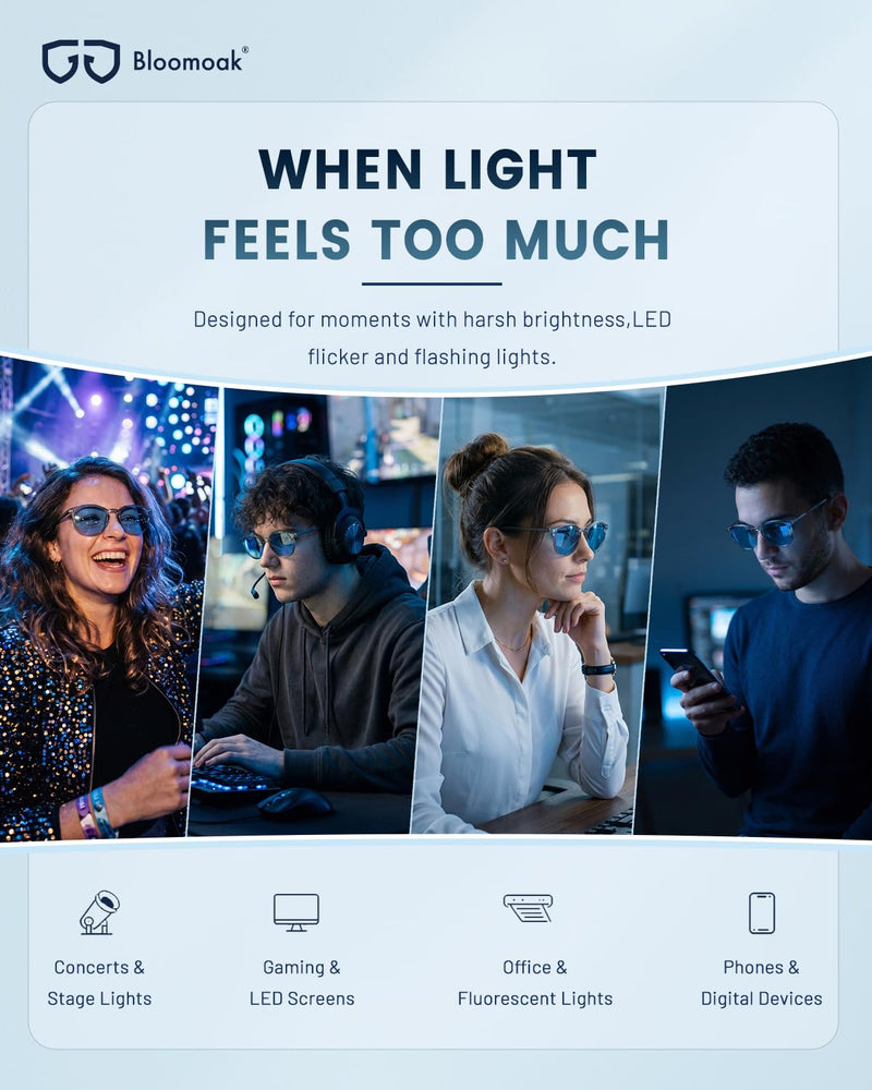 Z Guard Blue Tint Glasses for Strobe Light Sensitivity, Flashing Light Glasses for Concerts/Screen Flicker Max - Blue