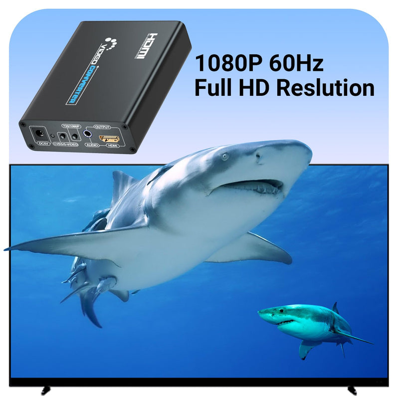 RCA Svideo to HDMI Converter with RCA and Svideo Cables, AV Svideo HDMI Adapter, Composite AV RCA to HDMI Converter for PS1/PS2/Wii/NGC/DVD/VHS/VCR