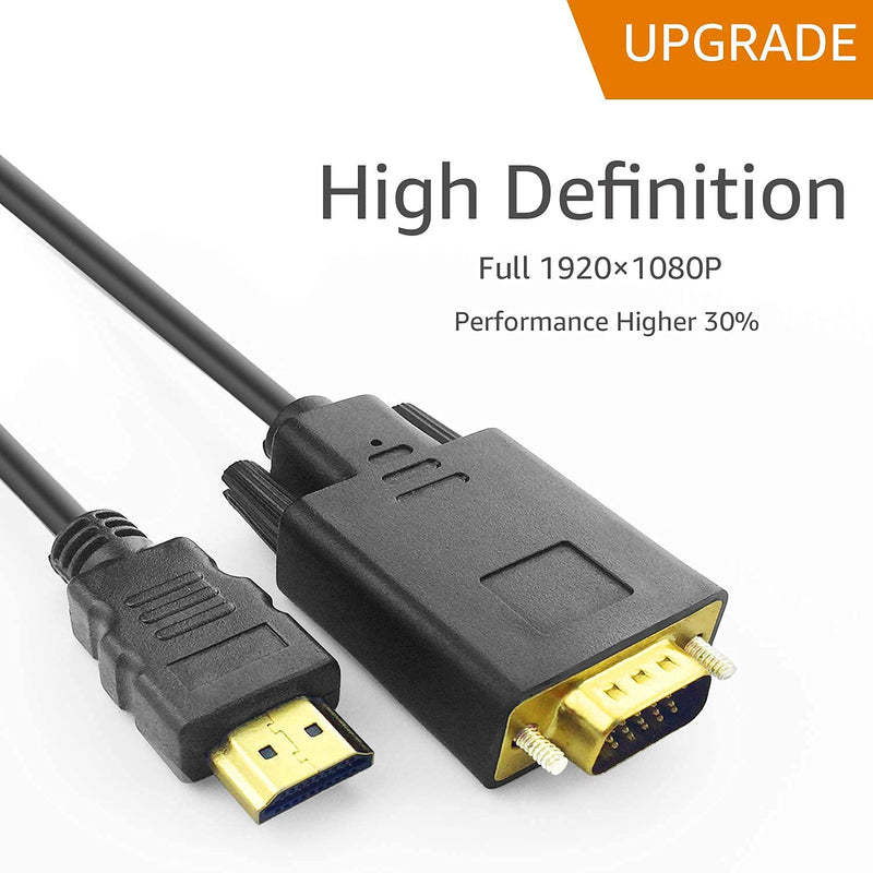 PeoTRIOL HDMI to VGA Cable, 1080P HDMI Male to VGA Male M/M Video Converter Cord VGA Adapter Compatible w/ HDMI Desktop, Laptop, DVD to 15 Pin D-SUB VGA HDTV Monitor Projector - 6Feet 6 Feet