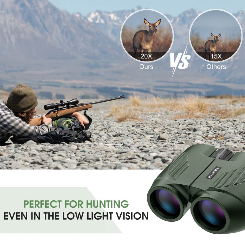 20X25 Compact Binoculars for Adults,Large Eyepiece Waterproof Binocular,Easy Focus Small Binoculars for Bird Watching,Hiking and Concert,Green
