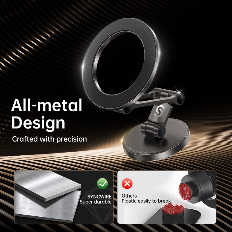 SYNCWIRE Upgraded Magnetic Phone Ring Holder for MagSafe and MagSafe Car Mount - [360° Rotation] Magnetic Phone Holder for Car