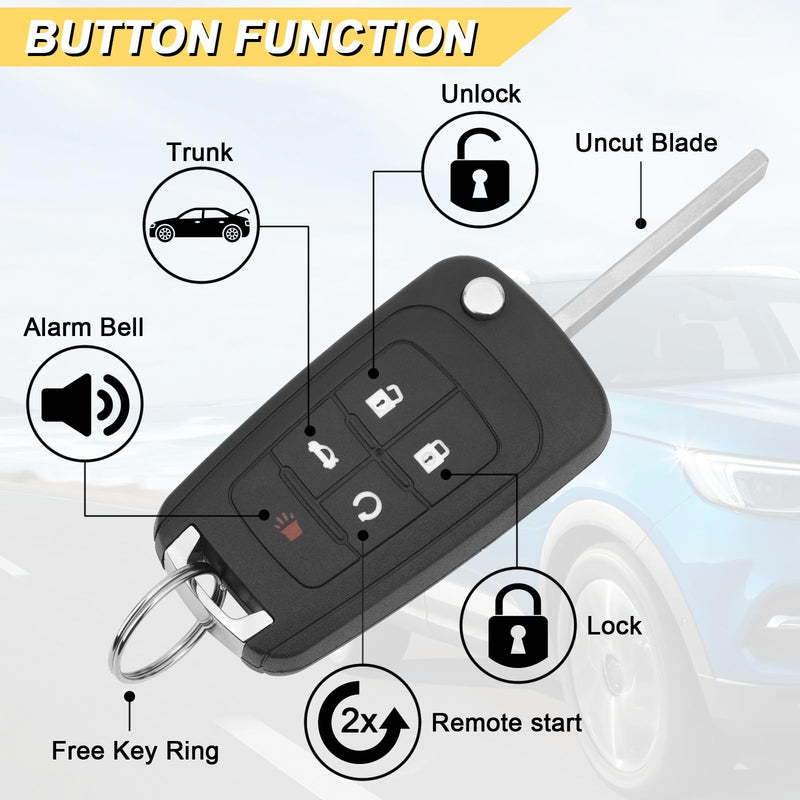 [AUSTRALIA] - Key Fob Replacement for 2014-2019 Buick Encore/ 10-12 Allure/ 10-16 Lacrosse/ 11-17 Regal/ 12-17 Verano/ 10-19 Chevy Equinox Camaro/ 11-16 Cruze Malibu/ 14-19 Impala/ 12-17 Sonic Keyless,2Pcs 