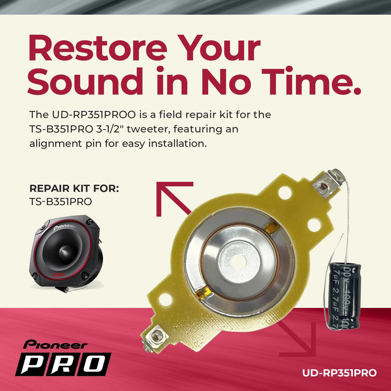 PIONEER UD-RP351PRO P.R.O. Series Speaker Repair Kit | Replacement Diaphragm for TS-B351PRO 3-1/2" P.R.O. Series Bullet Tweeter 3.5" Tweeter Repair Kit