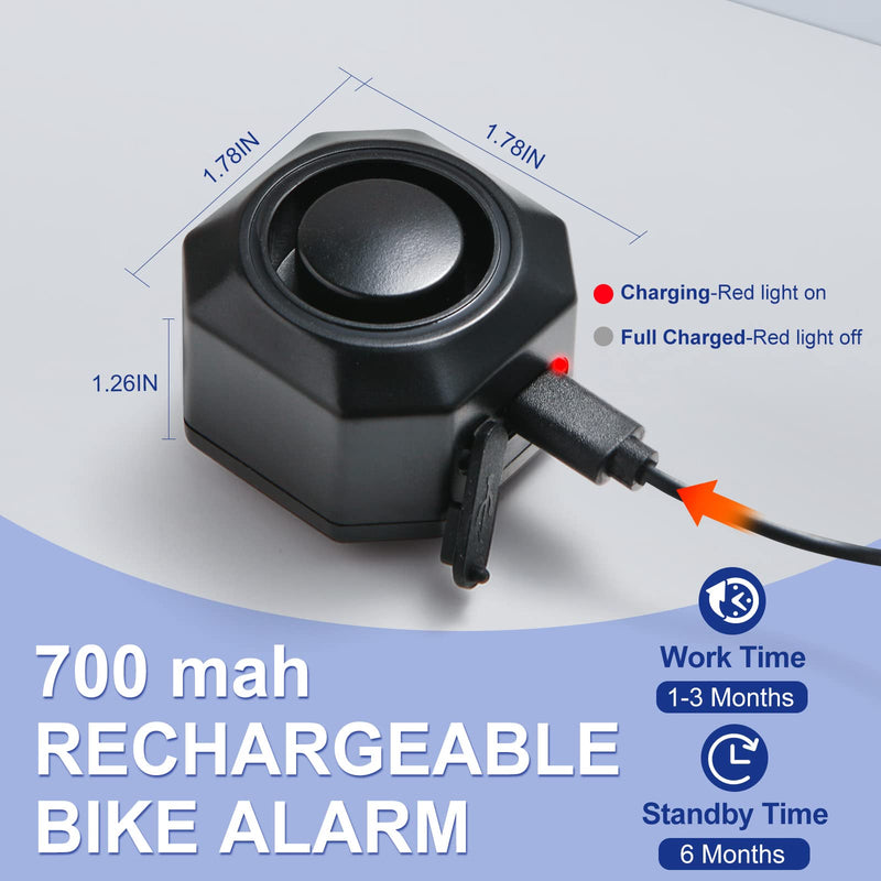 Two Packs Bike Horn Electric Vehicle Alarm Wireless Vibration Alarm System with Motion Sensor Waterproof Rechargeable Antitheft Alarm for Ebikes Bike Scooter SF32 Alarm two packs
