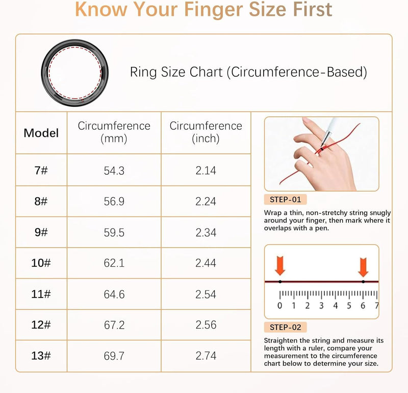 Fit Ring for Women Men, Ring Health Tracker with Heart Rate,Blood Oxygen,Heart Rate Variability, Stress, Sleep Monitor, Step Counter, Smart Ring for iPhone & Android, No Subscription Fee (Black, 7#)