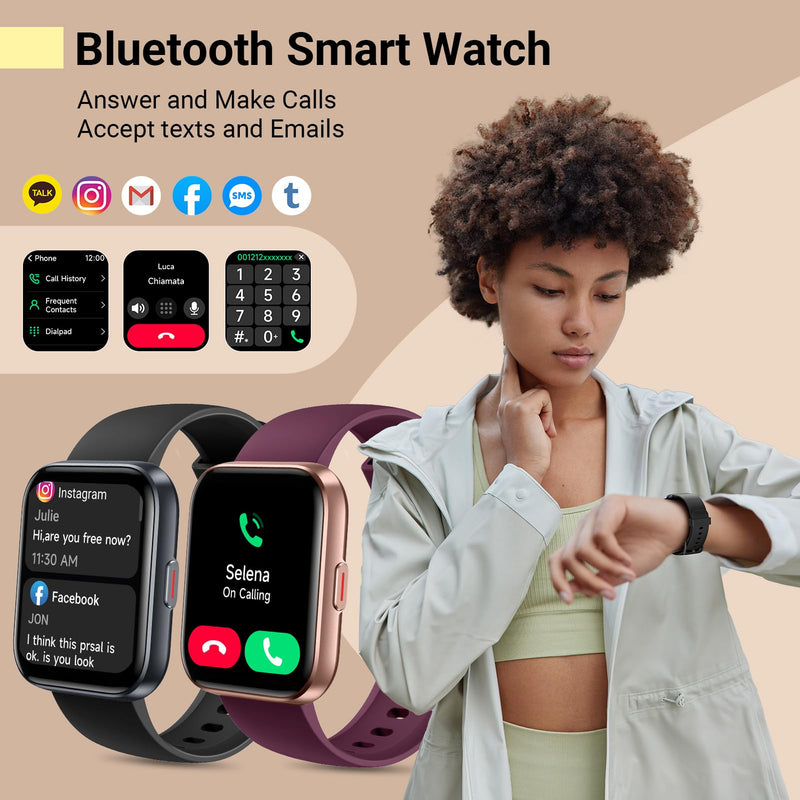 Smartwatch for Women Men with Extra Pink Nylon Watch Band Replacement