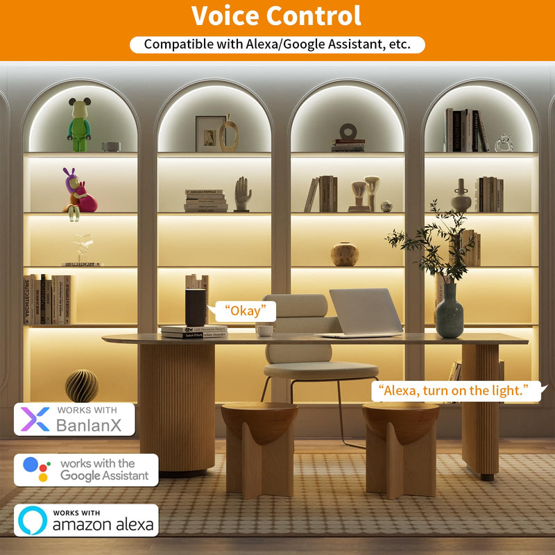PAUTIX CCT LED Controller Kit SP542E Wi-Fi+Bluetooth,Work with Alexa/Google Assistant,App Control RF Remote Control,CCT LED Dimmer,for CCT LED Strip Light,with Timing Function,Music Mode,Group Control