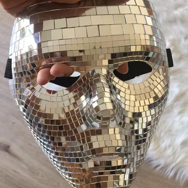 Wnvivi Disco Glitter Mask,6.7x7.8 Inch,Masquerade Mirror Mask for Men and Women,Halloween Face Cover,Party Disco Masks(6.7x7.8inch)