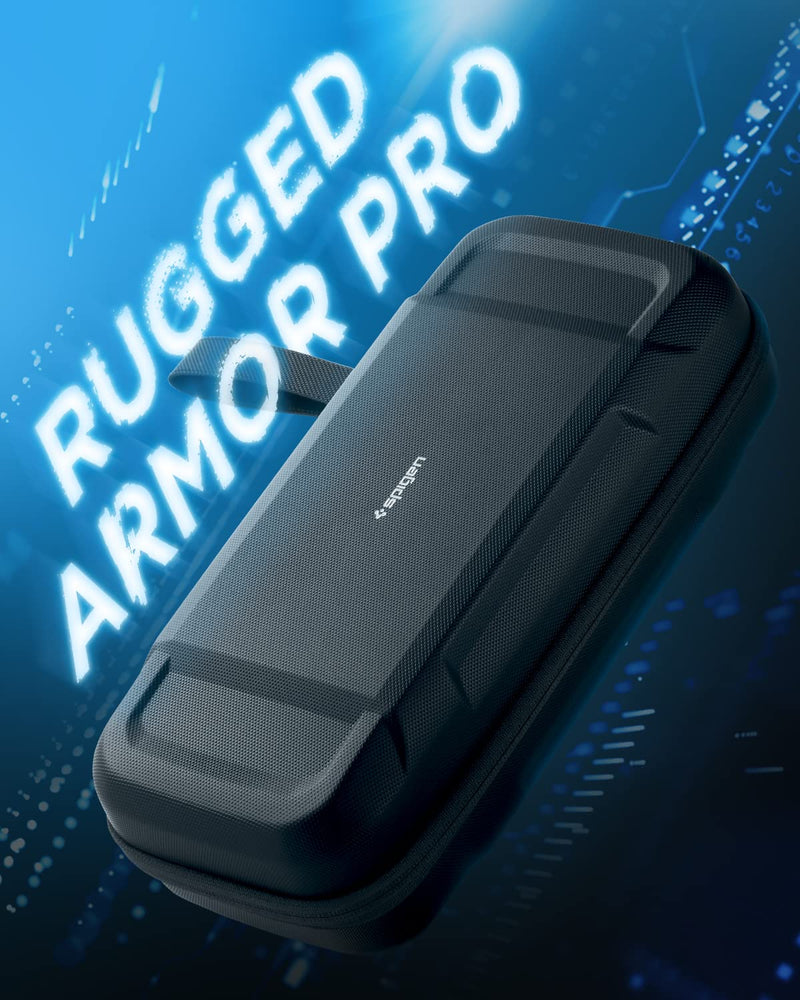 Spigen Rugged Armor Pro Designed for Steam Deck LCD (2022) / Steam Deck OLED (2023) Hard Shell Travel Carrying Case with Pockets for Accessories and Original Charger Storage Bag Carry Case - Black