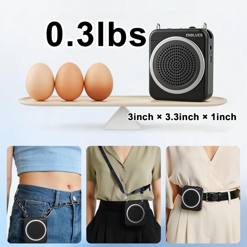 [AUSTRALIA] - Voice Amplifier for Teachers with Wired Handheld Microphone and Headset Microphone, 2800mAh Mini Pa System Bluetooth Personal Portable Speaker for Classroom, Meeting and Yoga, Black 