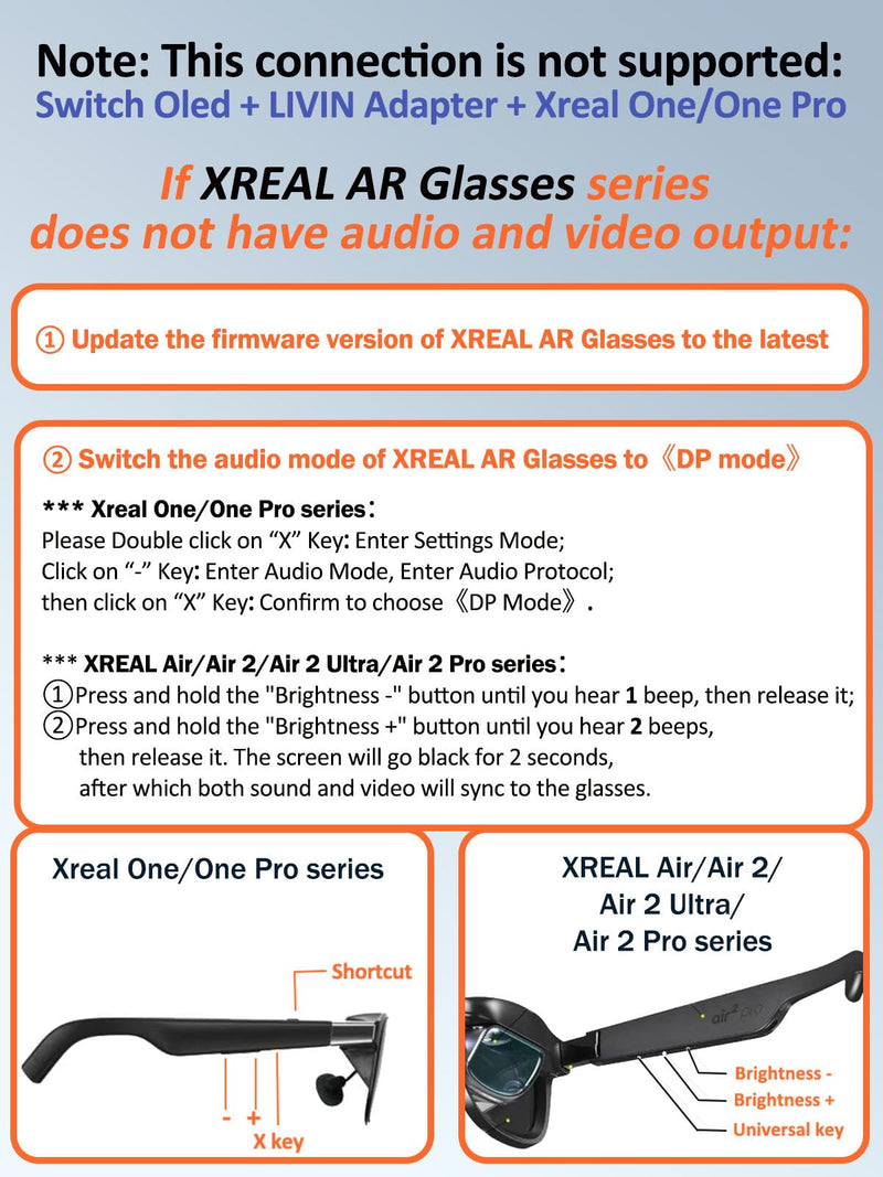 LIVIN 𝟐𝟎𝟐𝟓 𝐔𝐩𝐠𝐫𝐚𝐝𝐞 USB C to Portable Monitor、AR Glasses XREAL One、Air 2 Pro/VITURE Pro/RayNeo Air 2s/Rokid,【4K@60Hz+PD 100W】,USB C to Type C Adapter iPhone15/16、Android、PC、Switch、Steam Deck HCC-2
