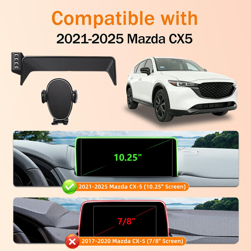 Car Phone Holder for Mazda CX5 (2021-2025,10.25" Screen Only), 360 Phone Holder Rotating, Hands Free Mobile Holder, Car Mount for iPhone, Samsung & Android, with Storage Box, CX-5 Interior Accessories Mazda CX5 | 2021-2025