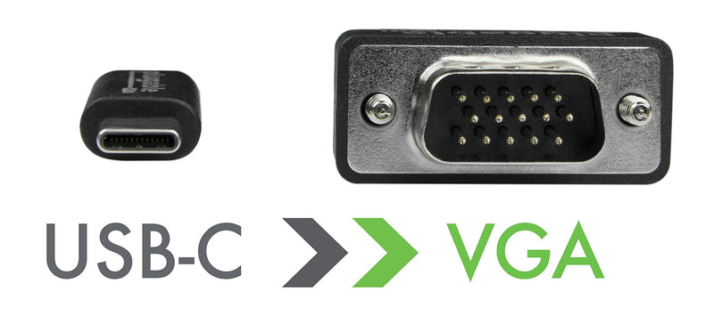 Plugable USB C to VGA Cable - Connect Your USB-C or Thunderbolt 3 Laptop to VGA Displays up to 1920x1080@60Hz (Compatible with 20189 MacBook Pros, Dell XPS 13 and 15, Surface Book 2), 6 Feet, 1.8m