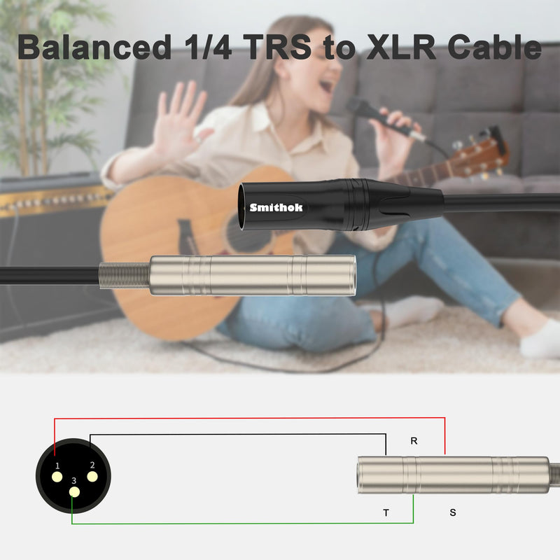 2 pack 1/4 to XLR Cable,Balanced 1/4" Female to XLR Male Stereo Audio Adapter,XLR Male to TS/TRS Quarter inch Connector Converter Interconnect Cable - 11.8 inches (30 cm)