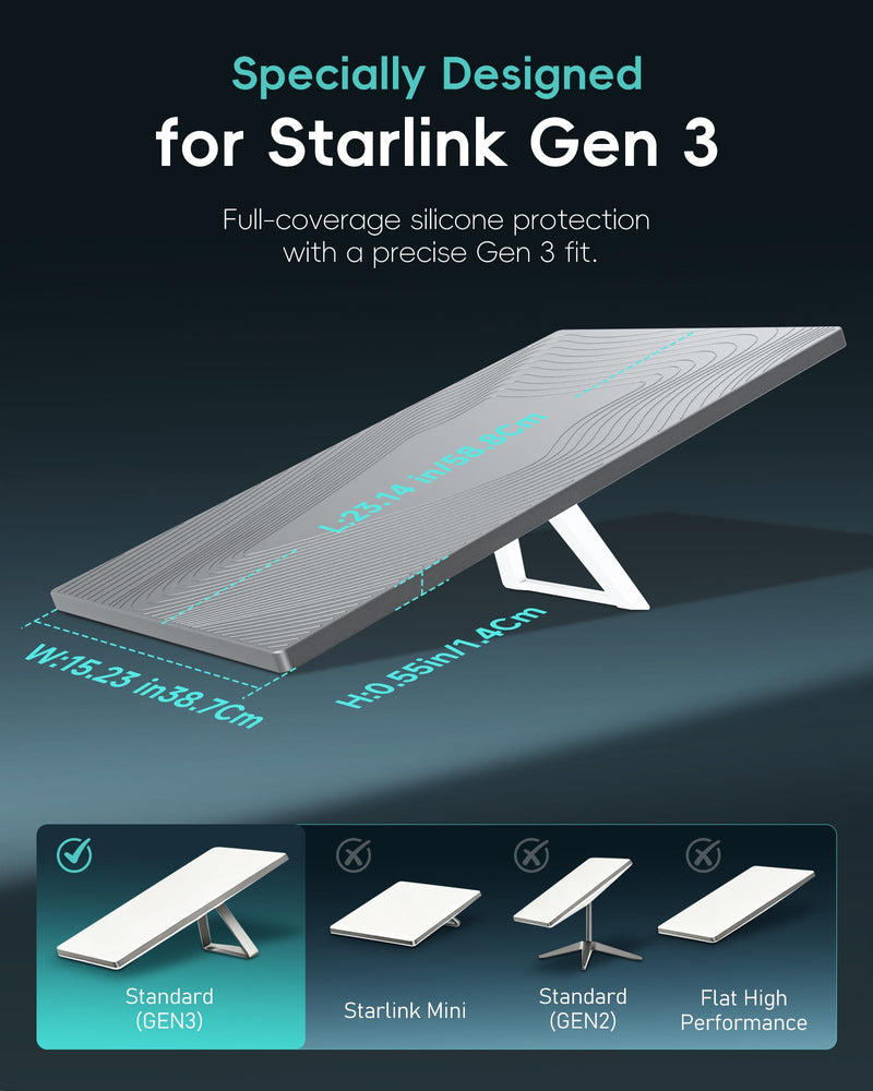 Starlink Standard Gen 3 Protective Cover, Heavy-Duty Silicone Protector | Flow-Line Drainage & Heat-Dissipating Hex Design | Waterproof Impact Protection | Signal-Safe | RV Roof, Boat & Outdoor Use Silicone Protector Case